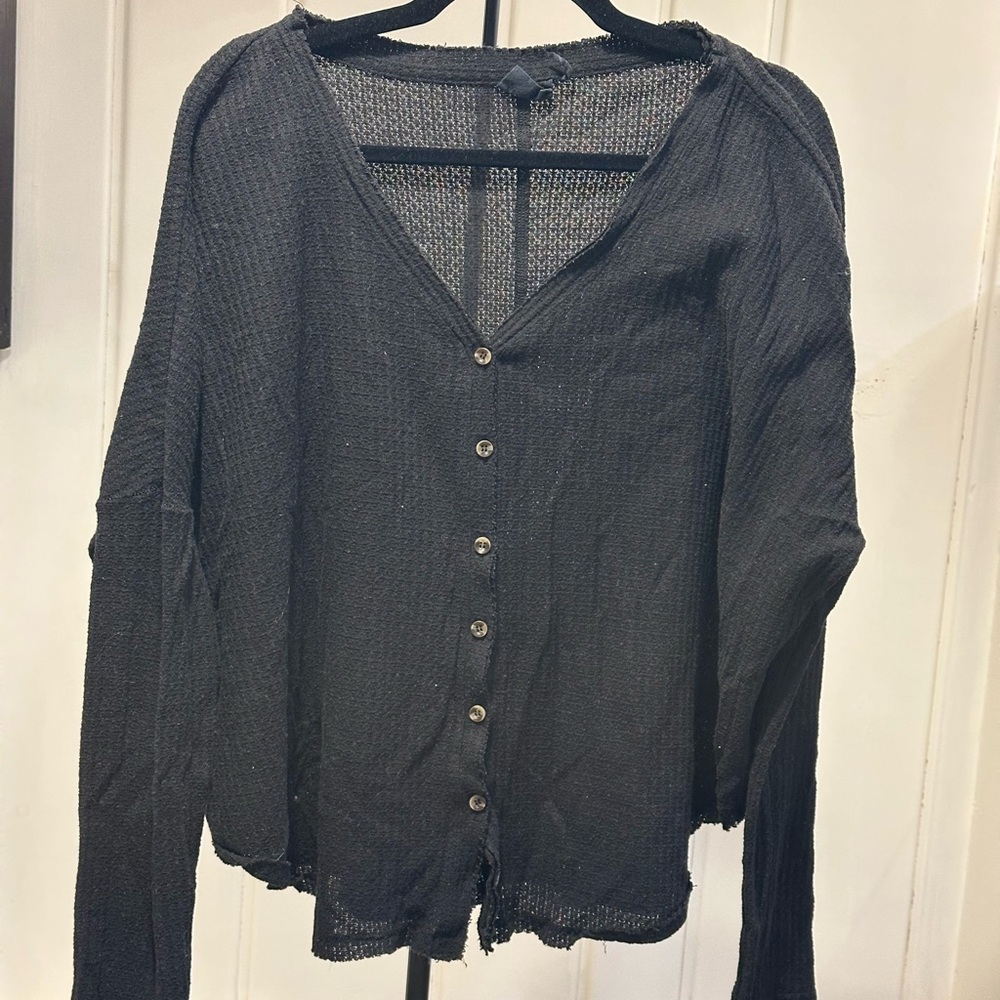 Urban Outfitters Black Sheer Button-Down Shirt